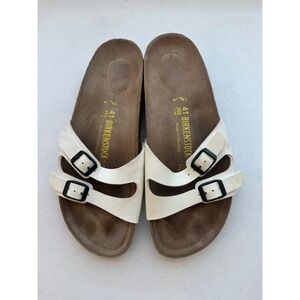 Birkenstock Women Ibiza White Patent Birko Flor Strappy Sandals Size 41 US W10